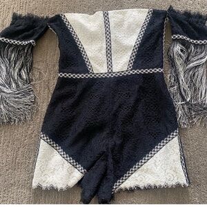 Alexis Mirabelle Black and White Lace Romper